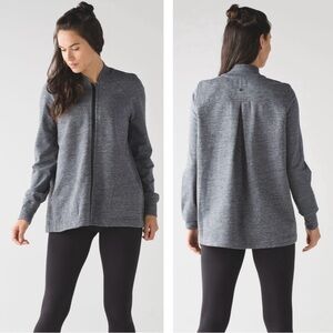 Lululemon Pleat To Street Bomber Heathered Snow Slub Coal 4